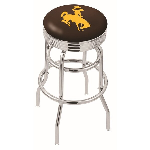 Holland Bar Stool Co 25" Chrome 2-Ring Wyoming Swivel Bar Stool, Accent Ring - L7C3C25WYMNG