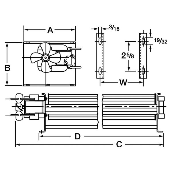 Dayton Rectangular OEM Blower, 2780 RPM, 1 Phase, Direct Drive, C45 Carbon Steel - 1TDU5
