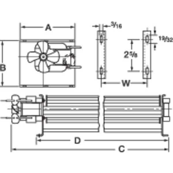 Dayton Rectangular OEM Blower, 2780 RPM, 1 Phase, Direct Drive, C45 Carbon Steel - 1TDU5