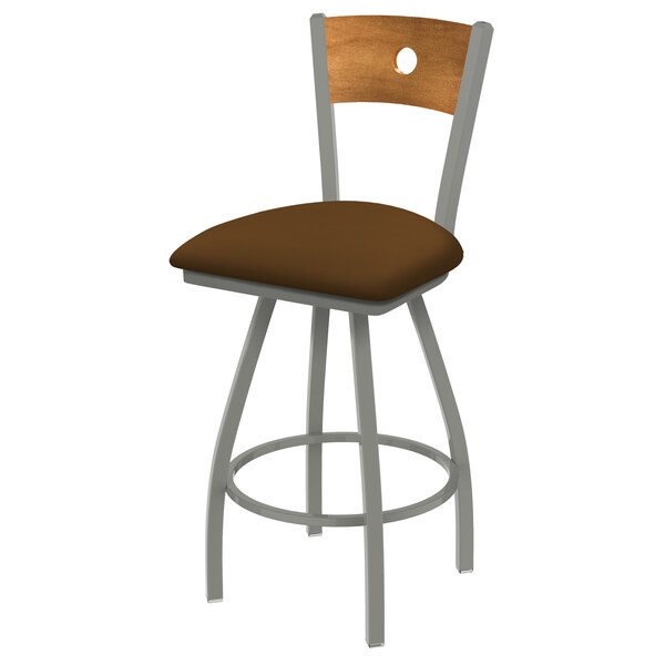 Holland Bar Stool Co 30" Swivel Counter Stool, SS Finish, Med Back, Canter Thatch Seat - 83036ANMEDMPLB001