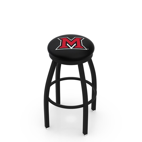 Holland Bar Stool Co 25" Blk Wrinkle Miami (OH) Swivel Bar Stool, Accent Ring - L8B2B25MIA-OH
