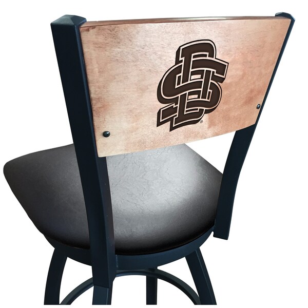 Holland Bar Stool Co 25" Blk Wrinkle South Dakota State Swivel Bar Stool, Engraved Back - L03825BWMEDMPLASDAKSTBLKVINYL