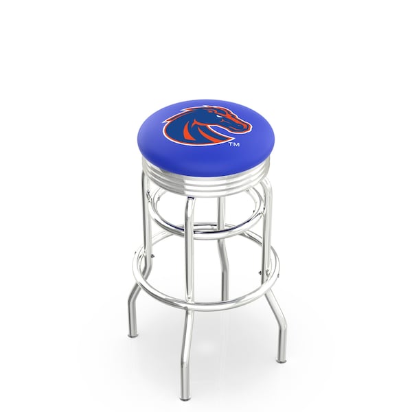 Holland Bar Stool Co 25" Chrome 2-Ring Boise State Swivel Bar Stool, Accent Ring - L7C3C25BOISES