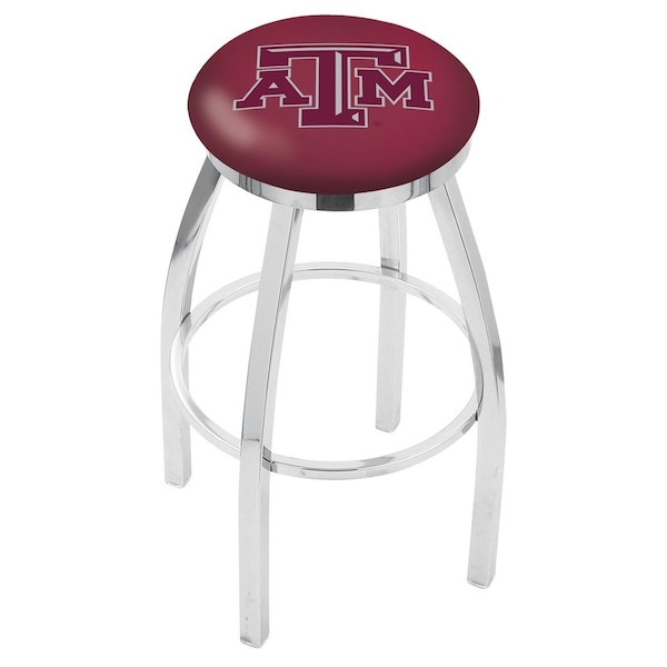 Holland Bar Stool Co 25" Chrome Texas A&M Swivel Bar Stool, Accent Ring - L8C2C25TEXA-M