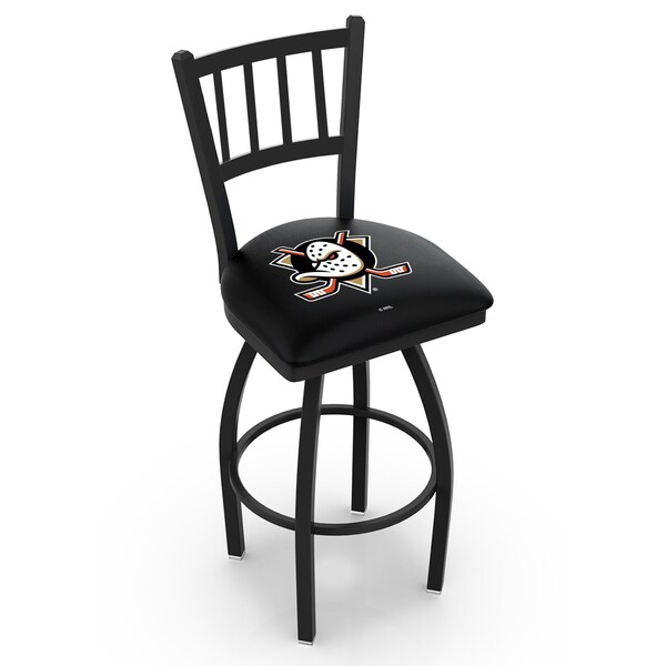Holland Bar Stool Co 25" Blk Wrinkle Anaheim Ducks Swivel Bar Stool, Jailhouse Back - L01825ANADKS