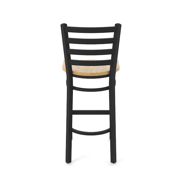 Holland Bar Stool Co 30" Stationary Bar Stool, Black Wrinkle, Nat Oak Seat - 40030BWNATOAK