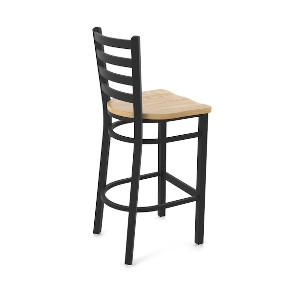 Holland Bar Stool Co 30" Stationary Bar Stool, Black Wrinkle, Nat Oak Seat - 40030BWNATOAK