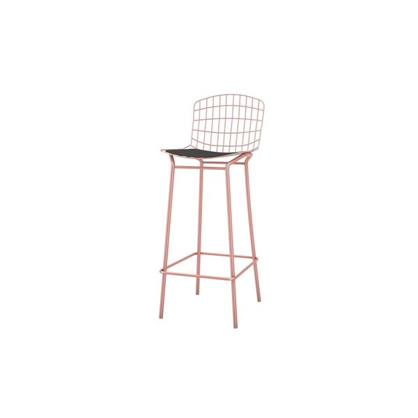 Celebracion Madeline Barstool with Seat Cushion in Rose Pink Gold & Black 41.73 x 16.53 x 20.86 in. - CE2616462