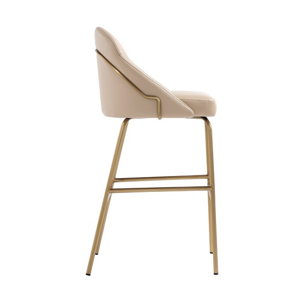 Manhattan Comfort Gracie Barstool in Tan and Gold - Set of 2 - 2-BS022-GTN