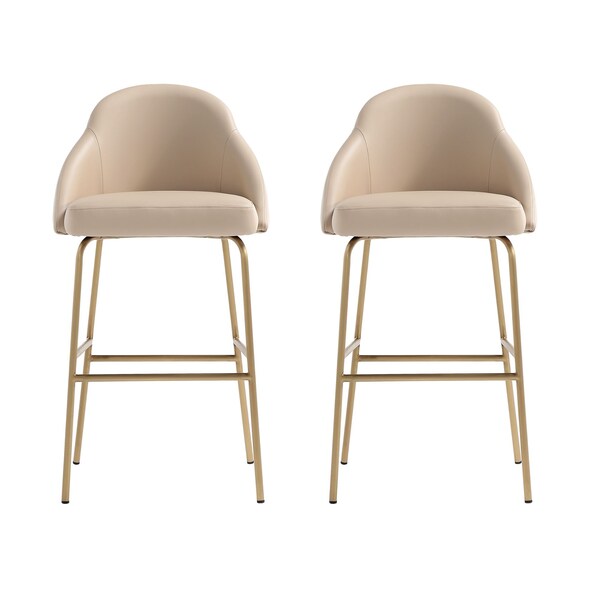 Manhattan Comfort Gracie Barstool in Tan and Gold - Set of 2 - 2-BS022-GTN