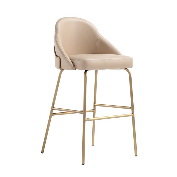 Manhattan Comfort Gracie Barstool in Tan and Gold - Set of 2 - 2-BS022-GTN