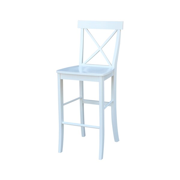 International Concepts X-Back Bar Height Stool, 30" Seat Height, White - S08-6133