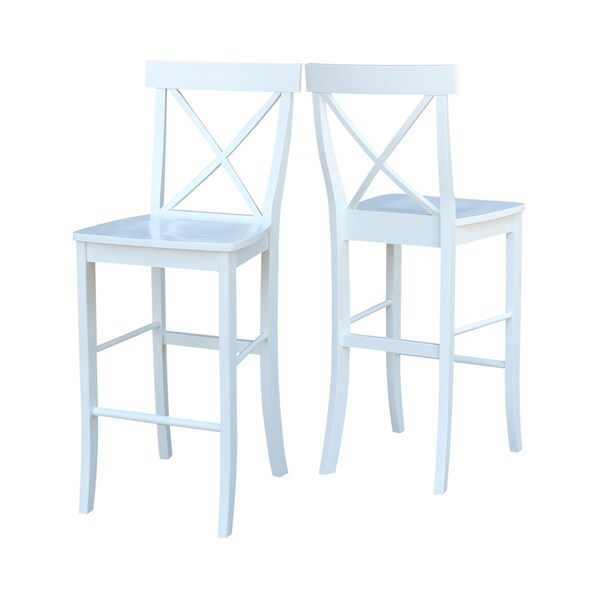International Concepts X-Back Bar Height Stool, 30" Seat Height, White - S08-6133