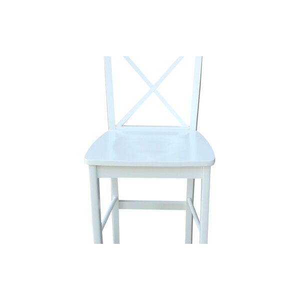 International Concepts X-Back Bar Height Stool, 30" Seat Height, White - S08-6133