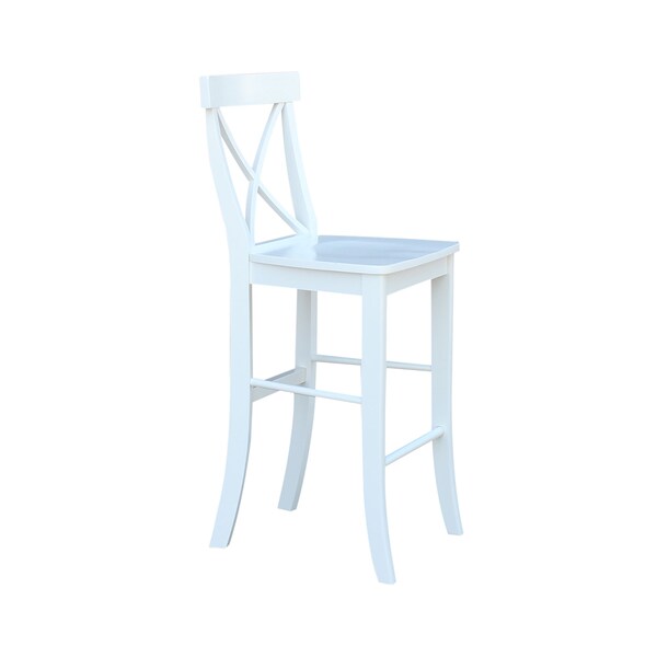 International Concepts X-Back Bar Height Stool, 30" Seat Height, White - S08-6133