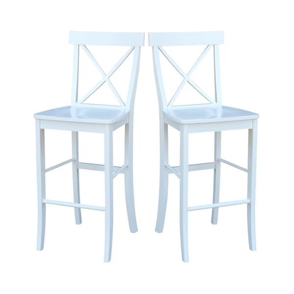 International Concepts X-Back Bar Height Stool, 30" Seat Height, White - S08-6133