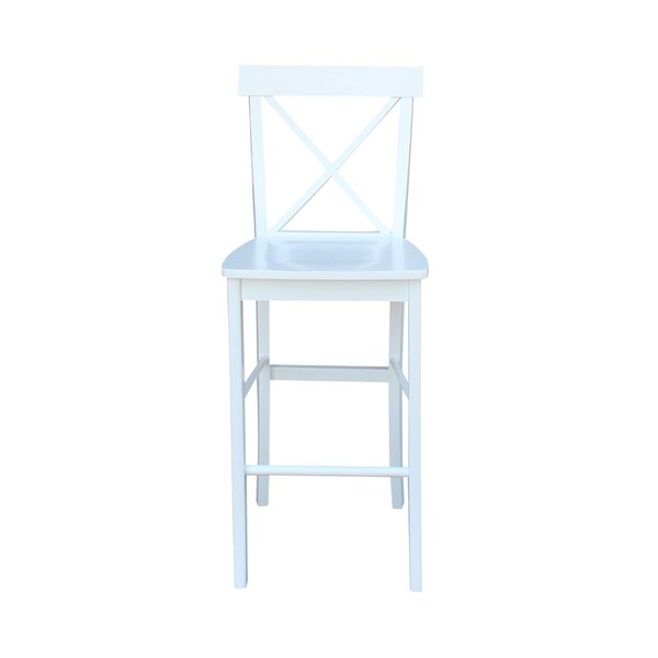 International Concepts X-Back Bar Height Stool, 30" Seat Height, White - S08-6133