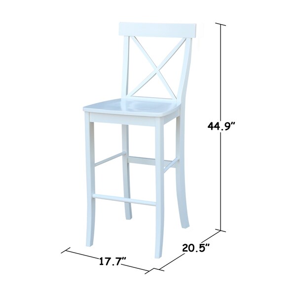 International Concepts X-Back Bar Height Stool, 30" Seat Height, White - S08-6133