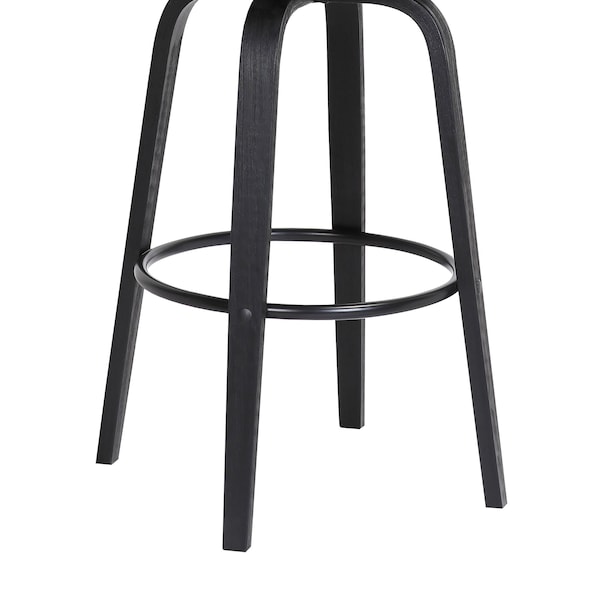 Armen Living Pico 30" Swivel Black Wood Bar Stool in Gray Faux Leather with Black Metal - LCPIBABLKGRY30