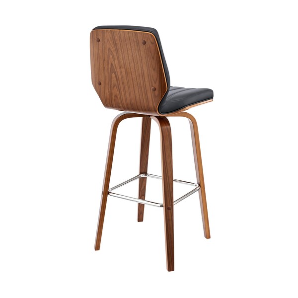 Armen Living Renee 30" Swivel Gray Faux Leather and Walnut Wood Bar Stool - LCRNBAWAGR30