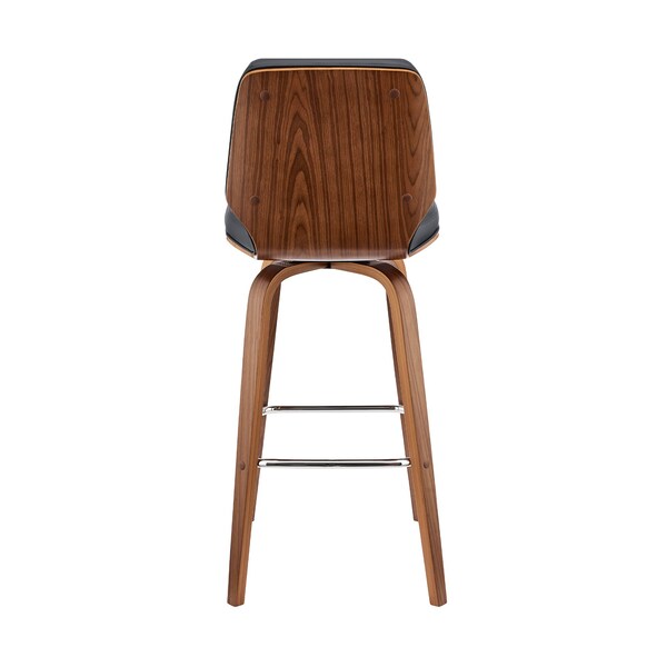 Armen Living Renee 30" Swivel Gray Faux Leather and Walnut Wood Bar Stool - LCRNBAWAGR30