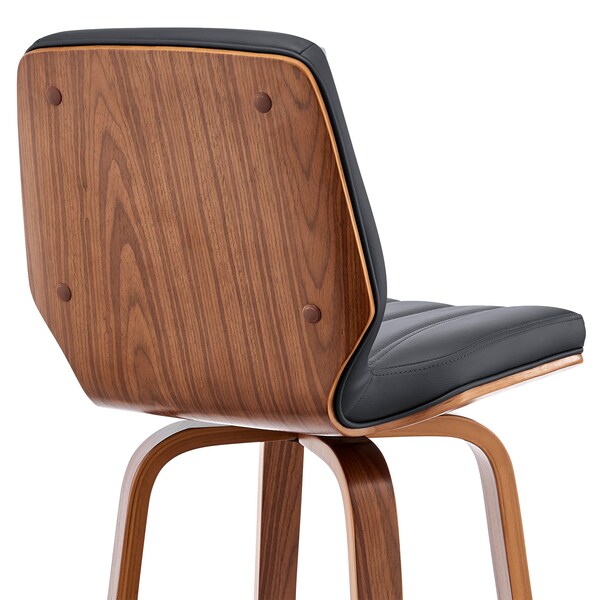 Armen Living Renee 30" Swivel Gray Faux Leather and Walnut Wood Bar Stool - LCRNBAWAGR30