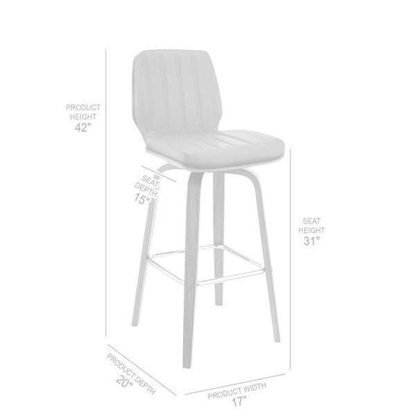 Armen Living Renee 30" Swivel Gray Faux Leather and Walnut Wood Bar Stool - LCRNBAWAGR30
