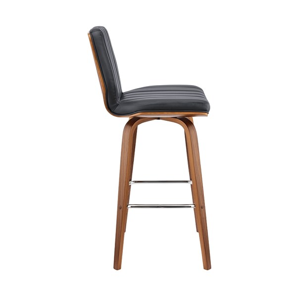 Armen Living Renee 30" Swivel Gray Faux Leather and Walnut Wood Bar Stool - LCRNBAWAGR30