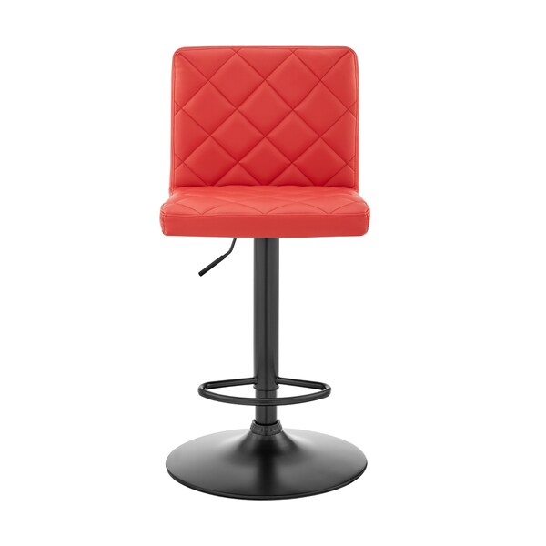 Armen Living Duval Adjustable Red Faux Leather Swivel Bar Stool - LCDUBABLRED