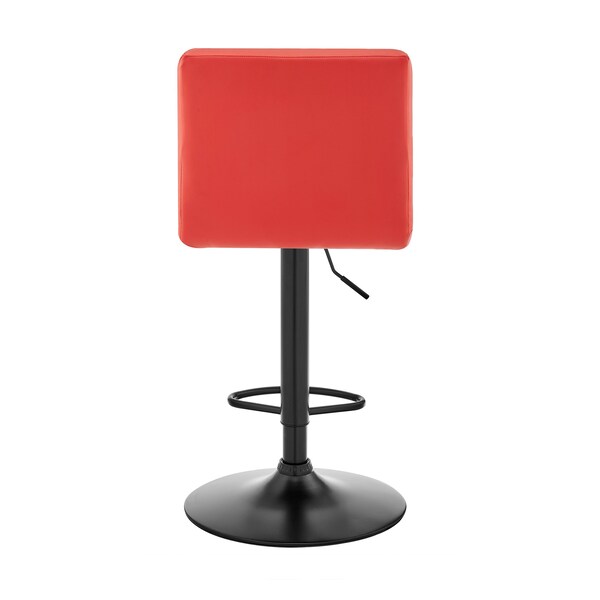 Armen Living Duval Adjustable Red Faux Leather Swivel Bar Stool - LCDUBABLRED