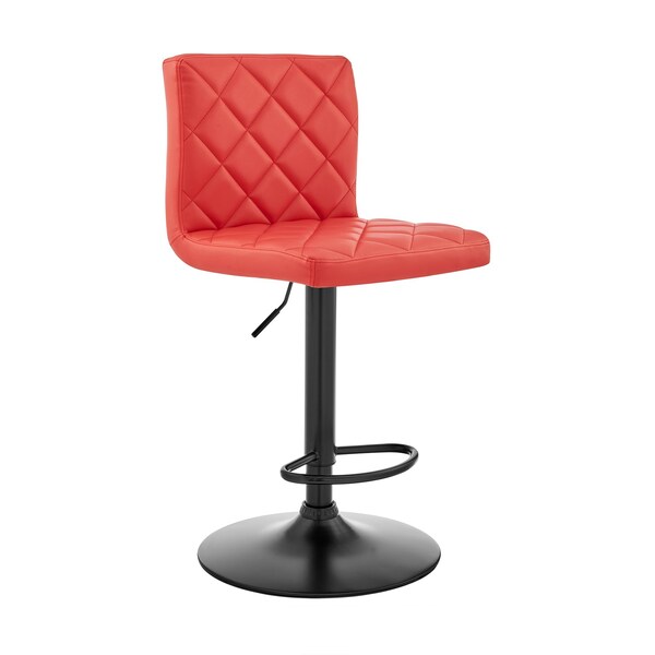 Armen Living Duval Adjustable Red Faux Leather Swivel Bar Stool - LCDUBABLRED