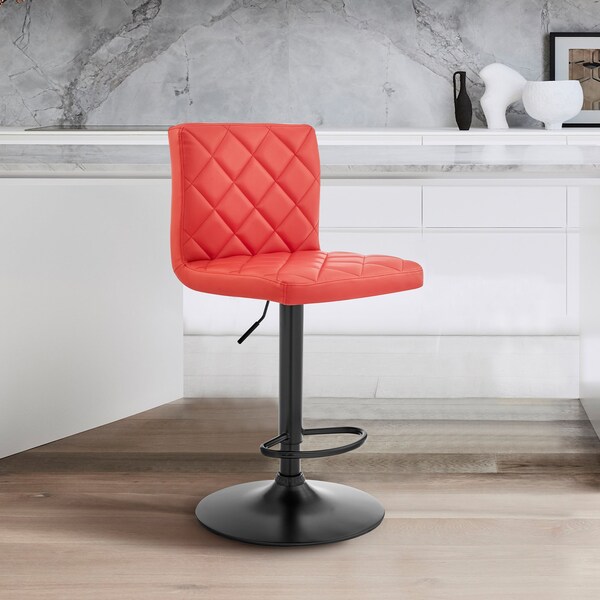 Armen Living Duval Adjustable Red Faux Leather Swivel Bar Stool - LCDUBABLRED