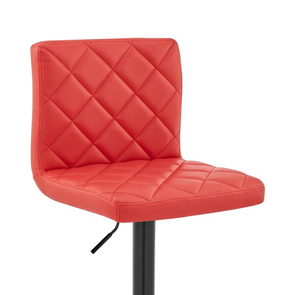 Armen Living Duval Adjustable Red Faux Leather Swivel Bar Stool - LCDUBABLRED