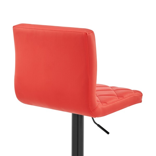 Armen Living Duval Adjustable Red Faux Leather Swivel Bar Stool - LCDUBABLRED