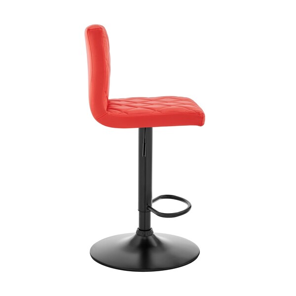 Armen Living Duval Adjustable Red Faux Leather Swivel Bar Stool - LCDUBABLRED