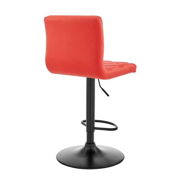 Armen Living Duval Adjustable Red Faux Leather Swivel Bar Stool - LCDUBABLRED