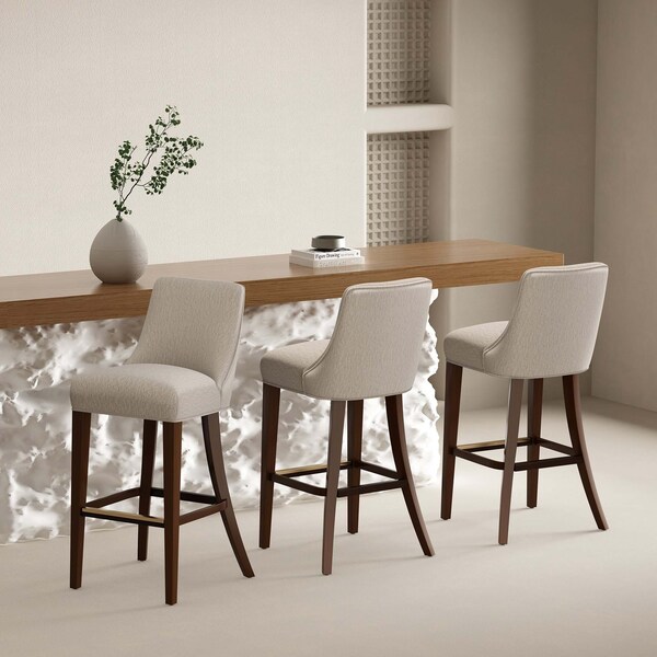 Manhattan Comfort Beever Barstool in Taupe - Set of 3 - 3-BS027-TP