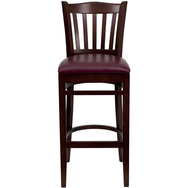 Flash Furniture Barstool, Vert Slact Bck, Mah Wd, Burg Vny - XU-DGW0008BARVRT-MAH-BURV-GG