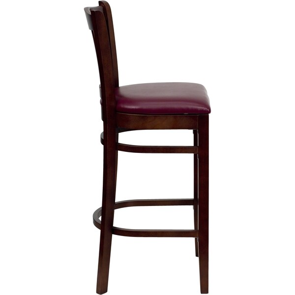 Flash Furniture Barstool, Vert Slact Bck, Mah Wd, Burg Vny - XU-DGW0008BARVRT-MAH-BURV-GG