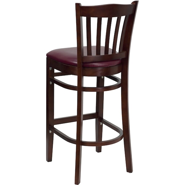 Flash Furniture Barstool, Vert Slact Bck, Mah Wd, Burg Vny - XU-DGW0008BARVRT-MAH-BURV-GG