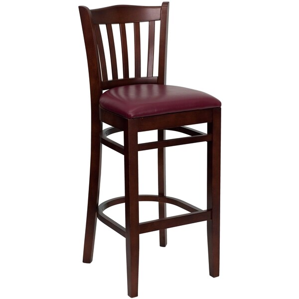 Flash Furniture Barstool, Vert Slact Bck, Mah Wd, Burg Vny - XU-DGW0008BARVRT-MAH-BURV-GG