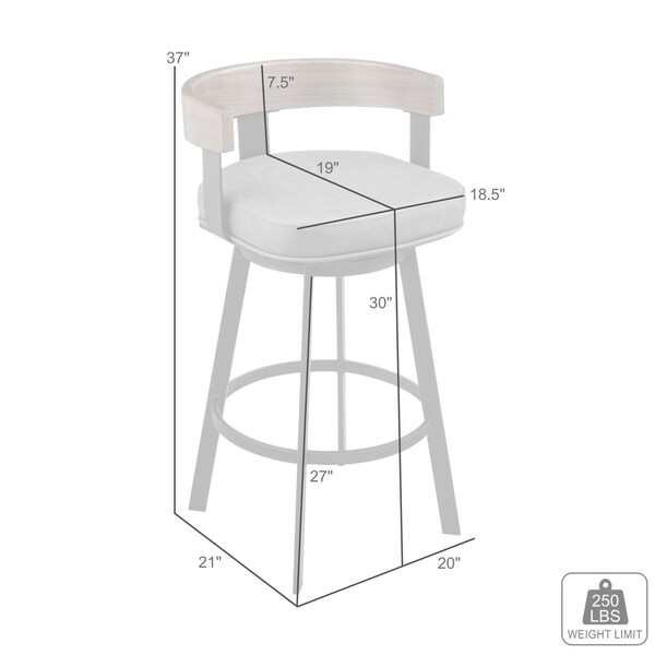 Armen Living Idris 30in Swivel Bar Stool in Black Iron with Walnut Finish and Vintage Gray Faux Leather - LCIDBAGRYWA30