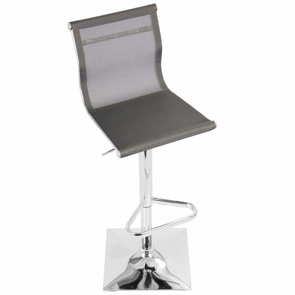 Lumisource Mirage Adjustable Swivel Barstool in Silver - BS-TW-MIRAGE SV