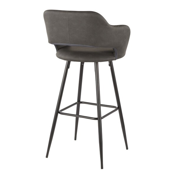 Lumisource Margarite Barstool in Black Metal and Grey Faux Leather, PK 2 - B30-MARG BK+GY2