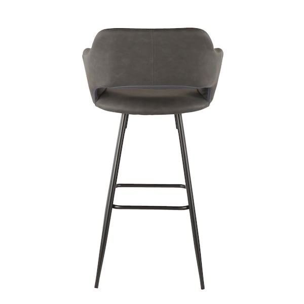 Lumisource Margarite Barstool in Black Metal and Grey Faux Leather, PK 2 - B30-MARG BK+GY2