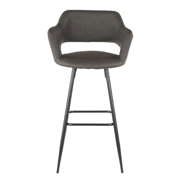 Lumisource Margarite Barstool in Black Metal and Grey Faux Leather, PK 2 - B30-MARG BK+GY2