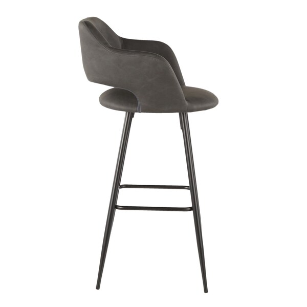 Lumisource Margarite Barstool in Black Metal and Grey Faux Leather, PK 2 - B30-MARG BK+GY2