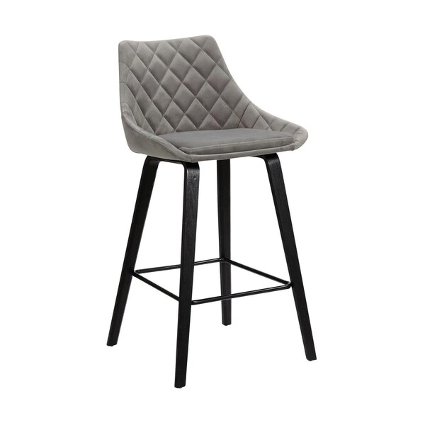 Seatsolutions 26 in. Dani Gray Velvet Black Brushed Wood Finish Swivel Barstool - SE2522319