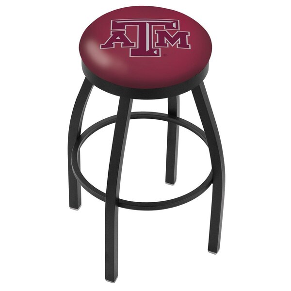 Holland Bar Stool Co 25" Blk Wrinkle Texas A&M Swivel Bar Stool, Accent Ring - L8B2B25TEXA-M
