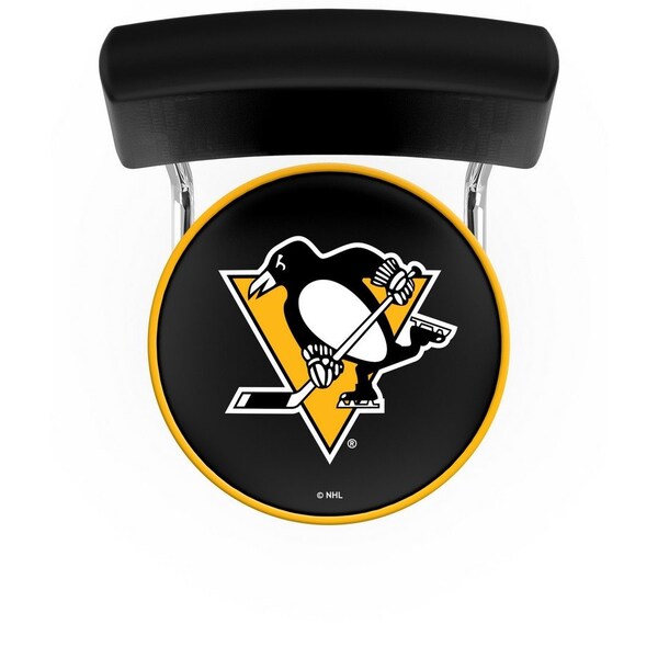 Holland Bar Stool Co 25" Chrome 2-Ring Pittsburgh Penguins Swivel Bar Stool, Back - L7C425PITPEN